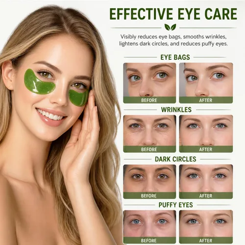 Vista 5 de Parches para debajo de los ojos, 30 pares de mascarillas de aloe vera para ojeras, ojos hinchados, arrugas, cuidado de la piel para mujeres y hombres