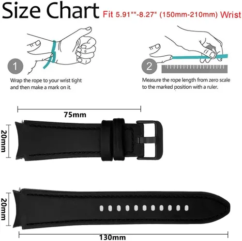 Vista 5 de Abanen Correa de reloj para Samsung Galaxy Watch 7 1.575 in/1.732 in, Galaxy Watch 6 1.575 in/1.732 in, suave cuero genuino híbrido silicona