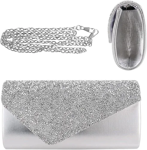 Vista 5 de Naimo Bolso de mano con diamantes de imitación brillantes para boda, fiesta de noche