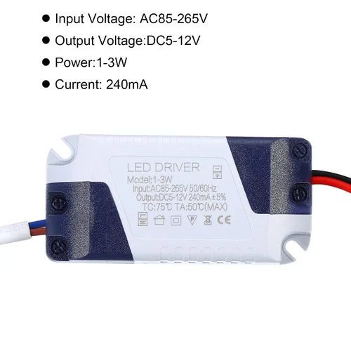 Vista 4 de PATIKIL 1-3W 240mA LED Driver, AC 85-265V Salida 5-12V DC Conector macho Conector Rectificador de corriente constante Transformador Fuente