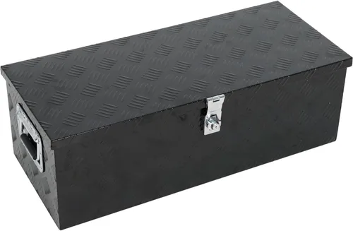 Vista 8 de Caja de herramientas de aluminio negro resistente de 16 x 7.5 x 10 pulgadas con cerraduras y llave de cierre con mango en T, caja de herramientas