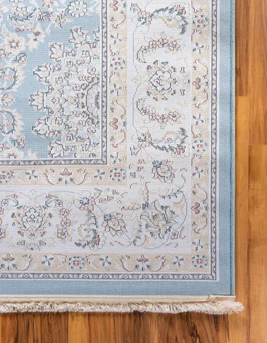 Vista 9 de Unique Loom Narenj Collection - Alfombra clásica con diseño de patrón texturizado tradicional, rectangular, 3 x 5 pies y 1 pulgada, azul/beige