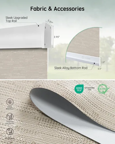 Vista 5 de Yoolax Persianas motorizadas con control remoto, persianas inteligentes opacas para ventanas interiores, cortinas automáticas compatibles con Alexa