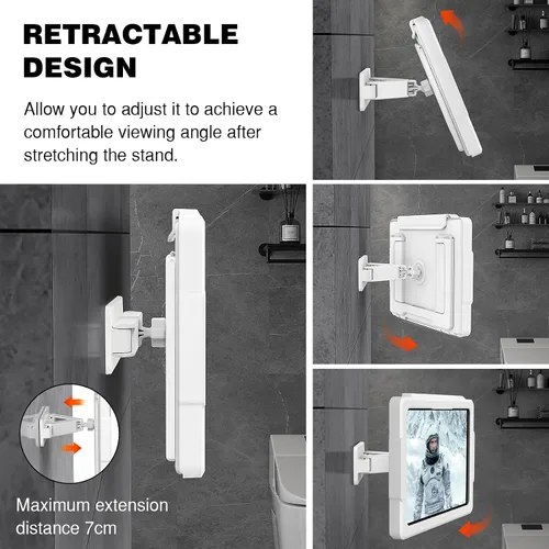 Vista 4 de MoKo Soporte para tablet de ducha, soporte elástico impermeable para iPad para todos los dispositivos de hasta 11 pulgadas, soporte de pared
