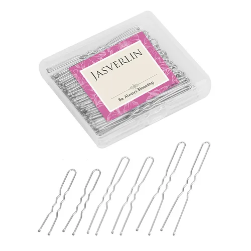Vista 8 de JASVERLIN Horquillas en forma de U, color negro, tamaño surtido, pequeño y largo, para moños, peinados de boda, accesorios para mujeres y niñas, 150