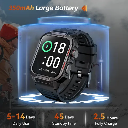 Vista 7 de Relojes inteligentes para hombres (respuesta/hacer llamadas), reloj inteligente de fitness de 1.96 pulgadas con frecuencia cardíaca, oxígeno