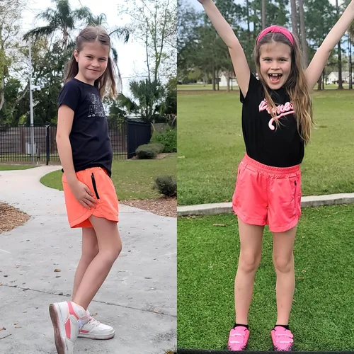 Vista 2 de BIG ELEPHANT Pantalones cortos deportivos para niñas adolescentes con bolsillos de malla con cremallera para baloncesto, fútbol, correr, ciclismo