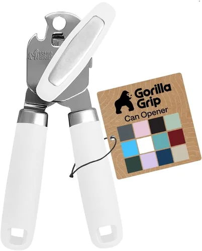 Vista 11 de GORILLA GRIP - Abridor de latas manual de acero inoxidable resistente con borde liso y abridor de botellas, mango suave y cómodo, perilla giratoria