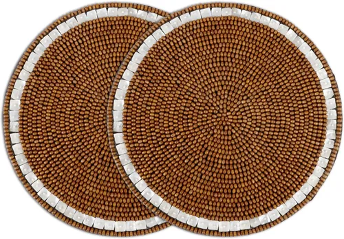 Vista 30 de Manteles individuales de 13 pulgadas con cuentas redondas para mesa de comedor - Manteles decorativos con cuentas de vidrio y respaldo de algodón