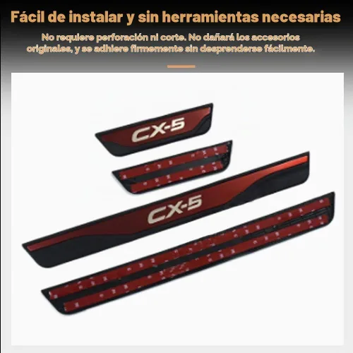 Vista 4 de para Mazda CX-5 CX5 2013-2025 4 piezas de acero inoxidable defensa del umbral de la puerta antiarañazos protector de parachoques puerta cubierta Rojo