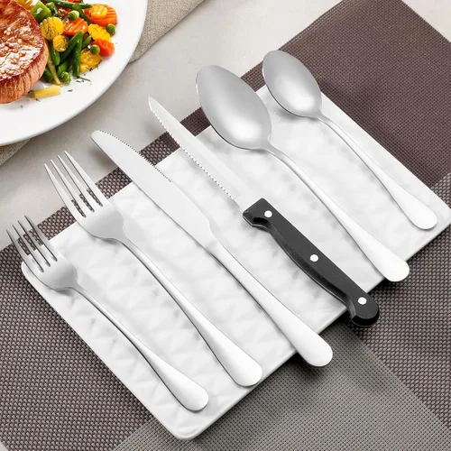 Vista 6 de Juego de 8 cucharaditas, cubiertos de cucharas de acero inoxidable de grado alimenticio, cucharas de té, cucharas de postre duraderas, cuchara