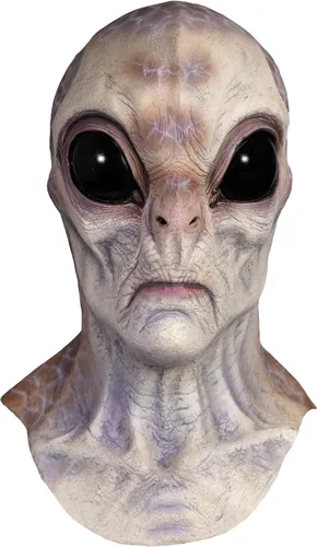 Vista 6 de Deja Boo Máscara de alienígena para adultos, disfraz realista para adultos, cabeza de cosplay espeluznante, máscara de fiesta de cara completa