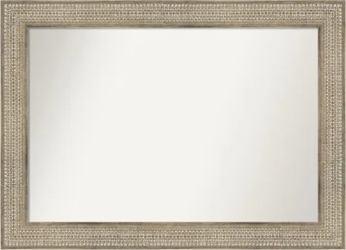 Vista 127 de Amanti Art Espejo de baño plateado para sobre fregadero, 26 x 26 pulgadas, espejo cuadrado de níquel pulido, marco de madera tradicional mediano, se