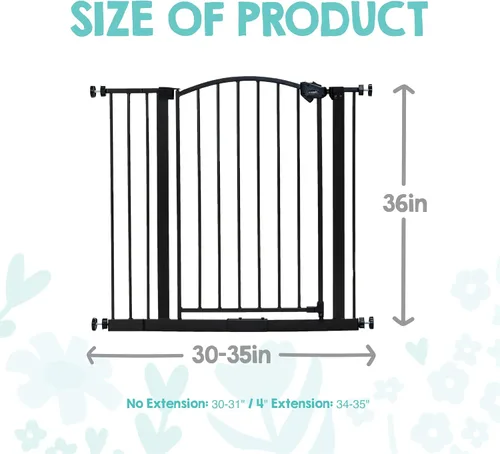 Vista 2 de Regalo Easy Step - Puerta para bebé, decoración arqueada extra alta, incluye kit de extensión de 4 pulgadas, kit de montaje a presión y 4 kit
