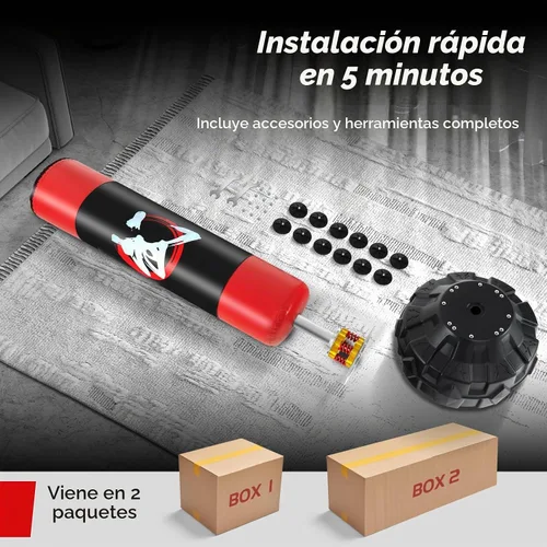 Vista 7 de Goplus Saco de boxeo independiente, bolsa de boxeo pesada de 70 pulgadas con base rellenable, 12 ventosas, amortiguadores, bolsa de kickboxing