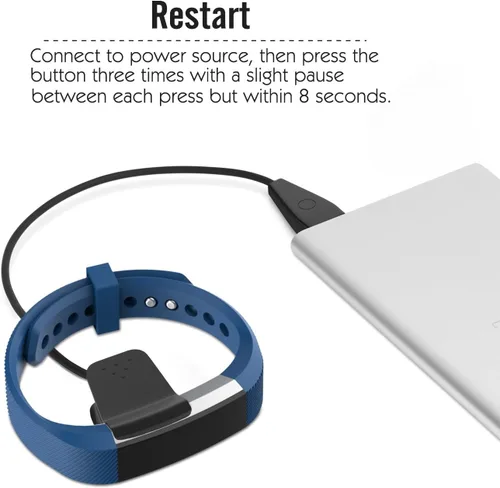 Vista 5 de MoKo Cargador con botón de reinicio compatible con Fitbit Alta HR, cargador USB de repuesto, adaptador de base de carga con cable de 1.8 pies