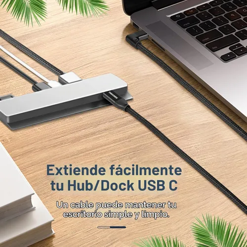 Vista 6 de Thsucords Cable de extensión USB C de 100 W, 0.3 pies, 10 Gbps 90 grados en ángulo recto USB C 3.2 macho a hembra, extensor de video 4K, cable
