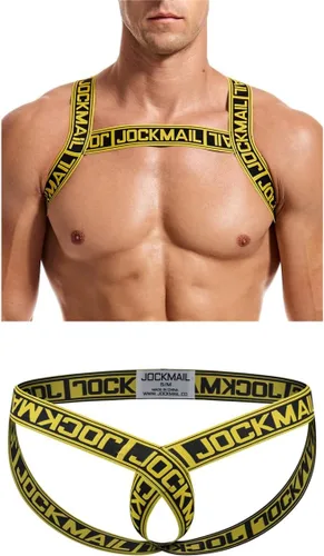 Vista 11 de JOCKMAIL Arnés de fitness para hombre con correa de hombro para hombre, ropa interior elástica cómoda y suspensorio 905+299azul