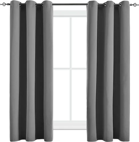 Vista 37 de Cortinas opacas para dormitorio, con aislamiento térmico y bloqueo de luz, para oscurecer la habitación, cortinas con ojales sólidos para ventana