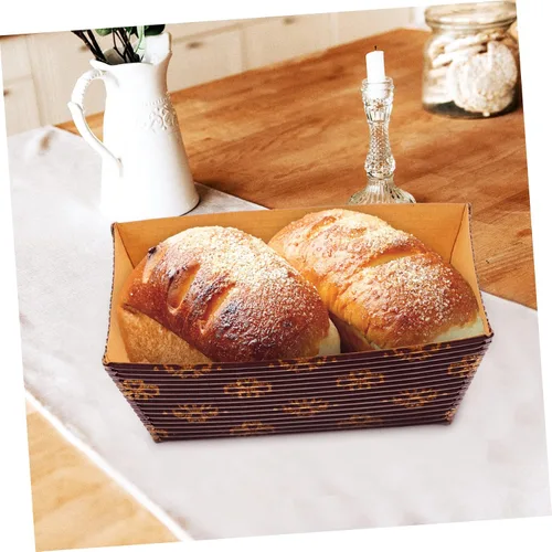 Vista 6 de HOMSFOU Bandeja de pastel corrugado, mini pan, papel de regalo de Navidad, pan, pan, pan, sartenes, rectángulo, tazas decorativas, papel de embalaje