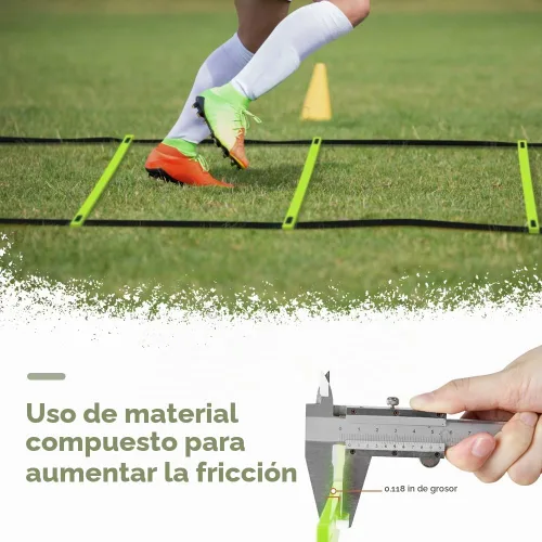 Vista 7 de GHB Escalera de agilidad profesional para entrenamiento de agilidad, velocidad de 12 peldaños y 20 pies con bolsa de transporte verde-2 por paquete