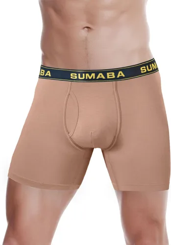 Vista 21 de SUMABA Calzoncillos tipo bóxer de pierna larga para hombre, con bolsa que no se suben para hombre 1 paquete: verde militar02