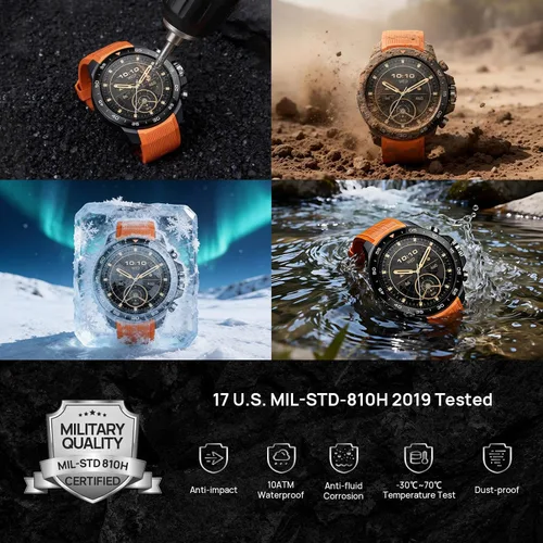 Vista 2 de mibro GS Explorer S - Reloj inteligente militar resistente para hombre con bisel de cerámica, pantalla AMOLED de 1.32 pulgadas, GPS de doble banda