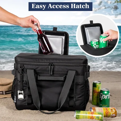 Vista 4 de OPUX Bolsa térmica suave, térmica portátil plegable y aislada, 48/60 latas, a prueba de fugas, para acampar en la playa, con correa para el hombro