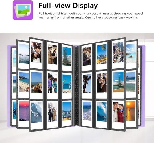 Vista 8 de Veicevol Paquete de 2 álbumes de fotos de 432 bolsillos para Fujifilm Instax Mini, cámaras Polaroid, 48 páginas, plástico oscuro, estilo clásico