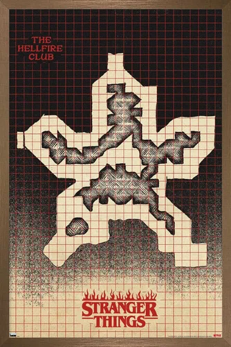 Vista 14 de Trends International Netflix Stranger Things: Season 4 - Póster de pared con mapa de Hellfire Club, 14.725 x 22.375 pulgadas, versión enmarcada