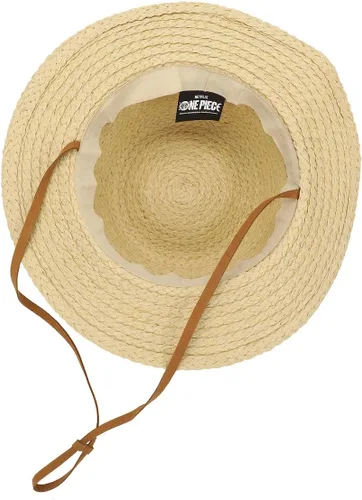 Vista 5 de Bioworld Sombrero de pescador de paja Luffy Cosplay de una pieza con cuerda de barbilla marrón, Marrón