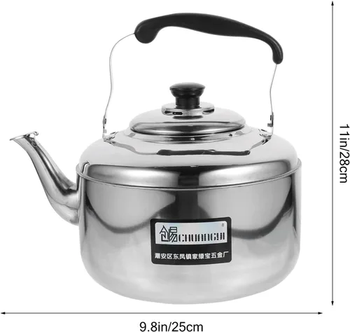 Vista 3 de Cabilock Hervidor de sonido de acero inoxidable de gran capacidad para cocina de inducción con base de calor uniforme y cómodo mango antiquemaduras