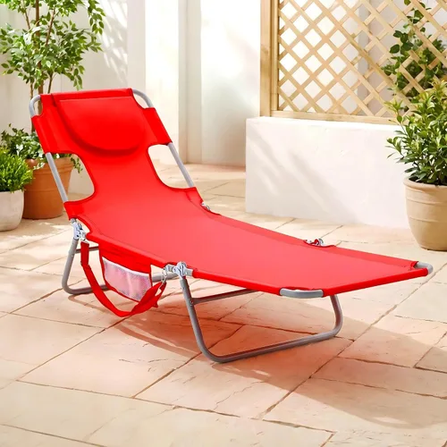 Vista 10 de DUMOS Sillón para exteriores, silla de bronceado de playa con orificio para Rojo