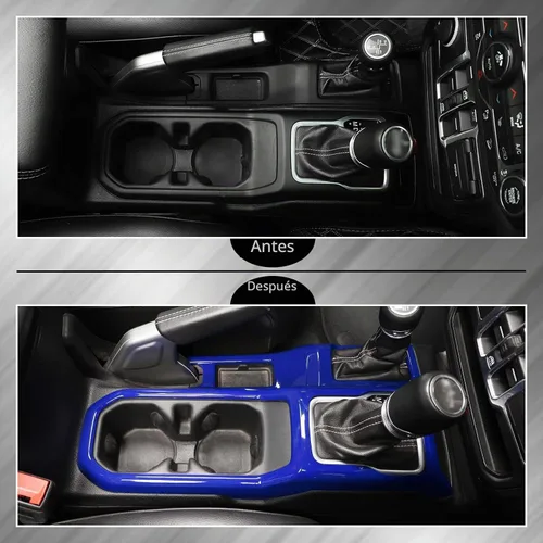 Vista 6 de Consola Central 4WD Panel de Cambio de Marchas y Portavasos para 2018-2024+ Jeep Wrangler JL JLU Gladiator JT (Azul)