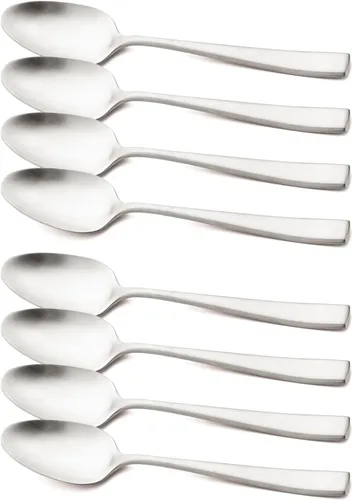 Vista 10 de Cuchillo de cena de 8 piezas, acero inoxidable 18/10 de plata mate para el hogar, restaurante, fiesta, uso diario de mantequilla (9 pulgadas)