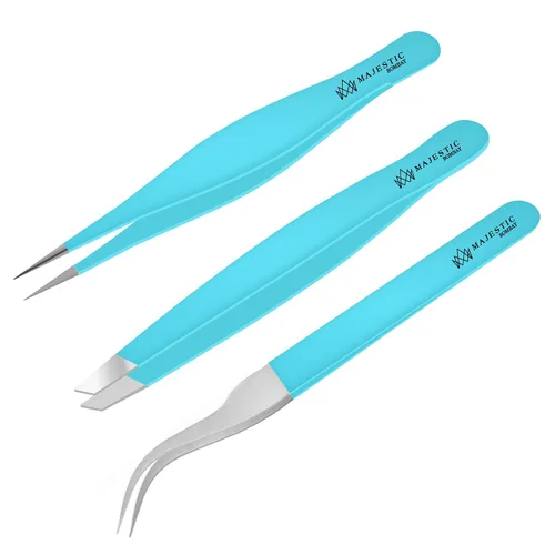 Vista 8 de Majestic Bombay Pinzas de punta fina para mujeres y hombres – Eliminar astillas, garrapatas, vello facial, cejas y vello encarnado – Pinzas