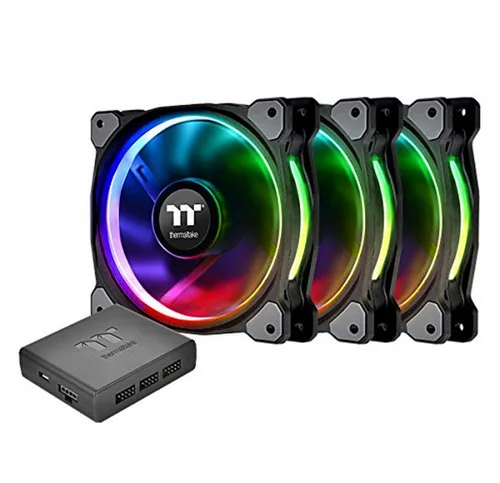 Vista 9 de Thermaltake Riing Plus 12 RGB TT Premium Edition 4.724 in Circular habilitado por software 12 LED RGB Riing Case/ventilador de radiador - Paquete