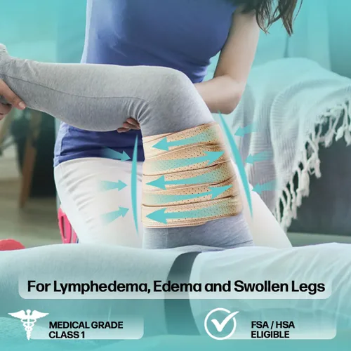 Vista 3 de Beltwell® Envoltura para muslos para piernas hinchadas, linfedema, venas varicosas, lipedema, edema, circulación, pesadez, poscirugía y coágulos