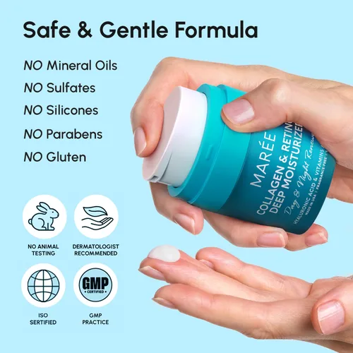 Vista 10 de MAREE Crema hidratante facial con retinol para la cara – Crema diaria de arrugas para mujeres – Crema facial antienvejecimiento – Hidratante facial