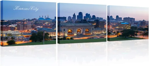 Vista 42 de TUMOVO 3 piezas de arte de pared en lienzo con diseño de horizonte de Atlanta, arte de pared panorámico de paisaje urbano en blanco y negro
