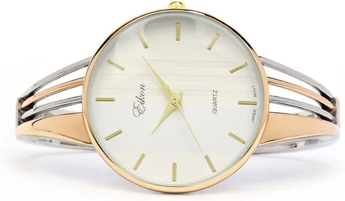 Vista 2 de FTW 2Tone Rose Silver String Style Band Reloj de pulsera de lujo para mujer, Moderno
