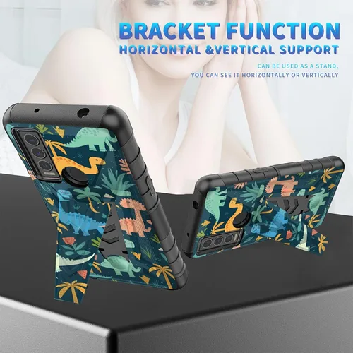 Vista 34 de Funda para AT&T Maestro Max 2021/Cricket Ovation 2 con protector de pantalla de vidrio templado, funda resistente con función atril integrada