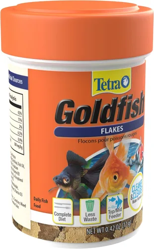 Vista 4 de Tetra Goldfish Flakes, dieta nutricionalmente equilibrada para peces de acuario, copos enriquecidos con vitamina C, 0.42 onzas