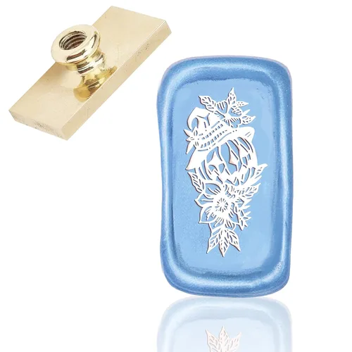 Vista 8 de CRASPIRE Sello de cera de repuesto de flor y espada, sello de cera de sellado vintage, cabezas cuadradas, solo sin asa para sobres de cartas