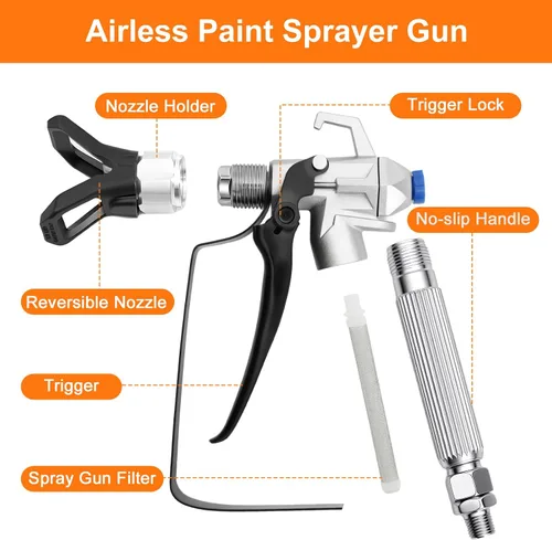 Vista 2 de Kit de 26 pistolas pulverizadoras de pintura sin aire, pistola de pulverización sin aire de alta presión de 3600 PSI con manguera de alta presión