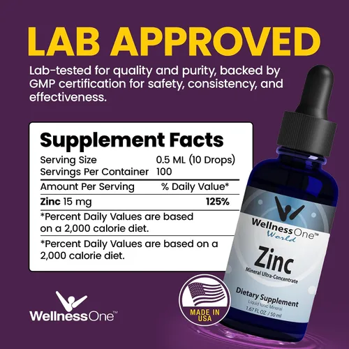 Vista 2 de WellnessOne Gotas de zinc líquido iónico para apoyo a la inmunidad, suplementos líquidos de zinc altamente absorbibles para niños y adultos, probado
