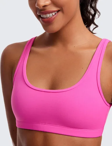 Vista 8 de CRZ YOGA Butterluxe - Mini brasier para mujer, cuello redondo, de bajo impacto, inalámbrico, deportivo, yoga, acolchado, para entrenamiento