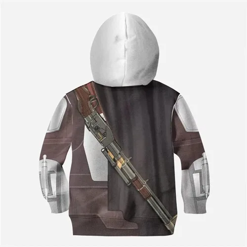 Vista 3 de CHLOBLOM Kids Mandalorian Hoodie Cosplay Costume Hooded Pullover Sweatshirt