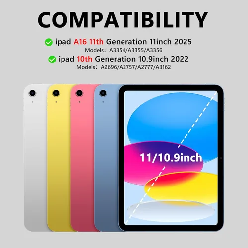Vista 2 de BQSS - Funda con teclado para iPad (A16) de 11ª y 10ª generación, color negro Detachable Bluetooth Keyboard Case with Pencil Holder for iPad
