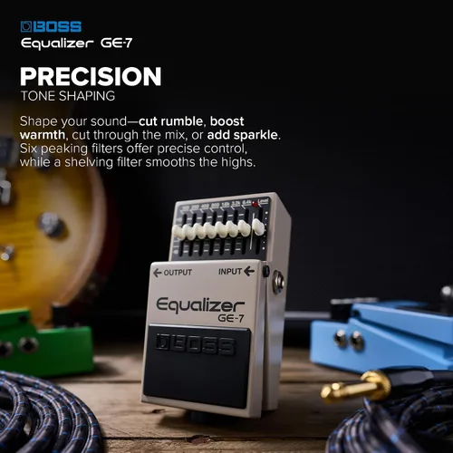 Vista 3 de BOSS GE-7 Equalizer Pedal ecualizador gráfico compacto Diseñado para guitarristas 7 bandas de deslizadores de ecualización Frecuencias